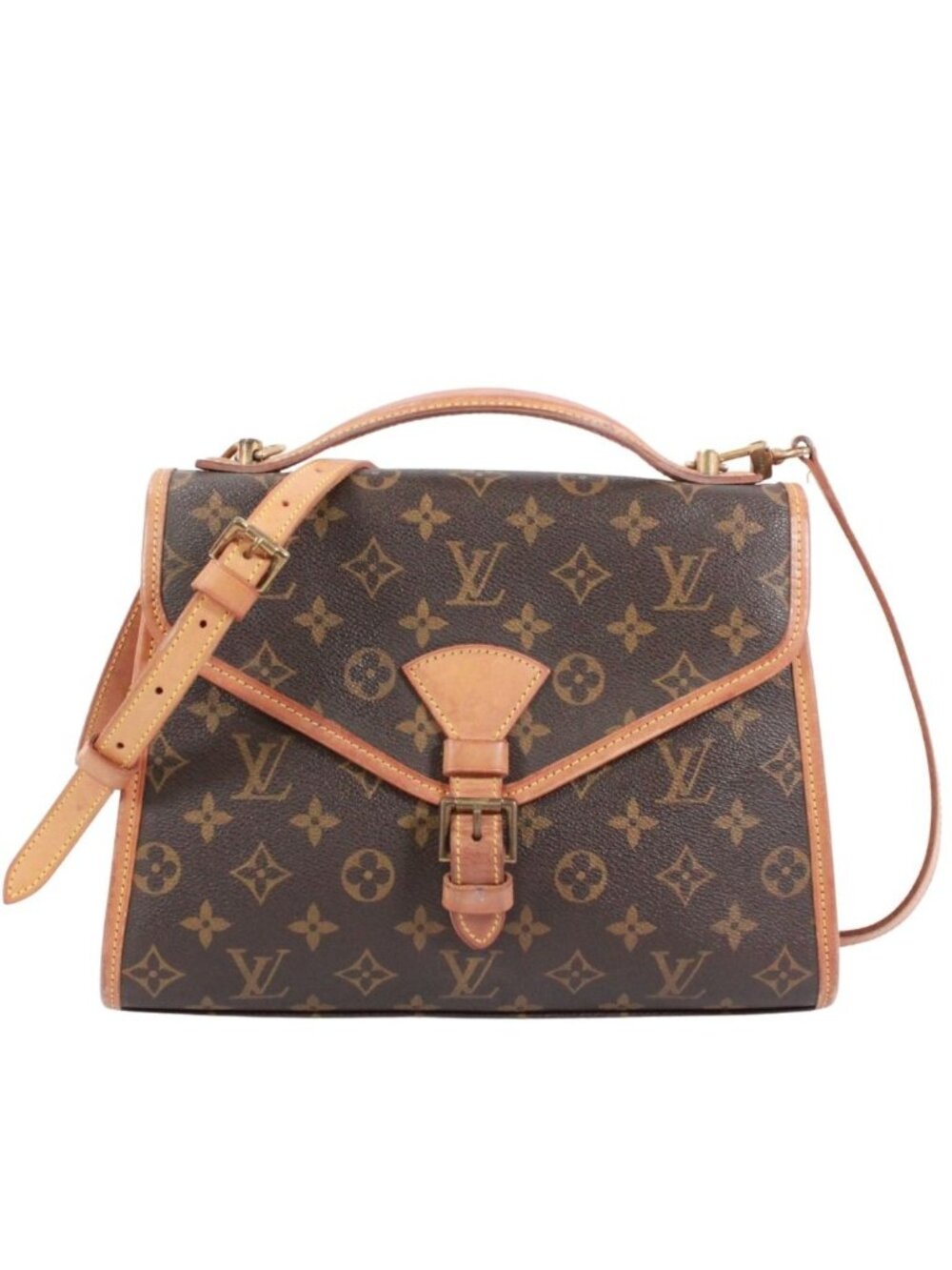 Louis Vuitton Bel Air Monogram Leather Brown Handbag Gold